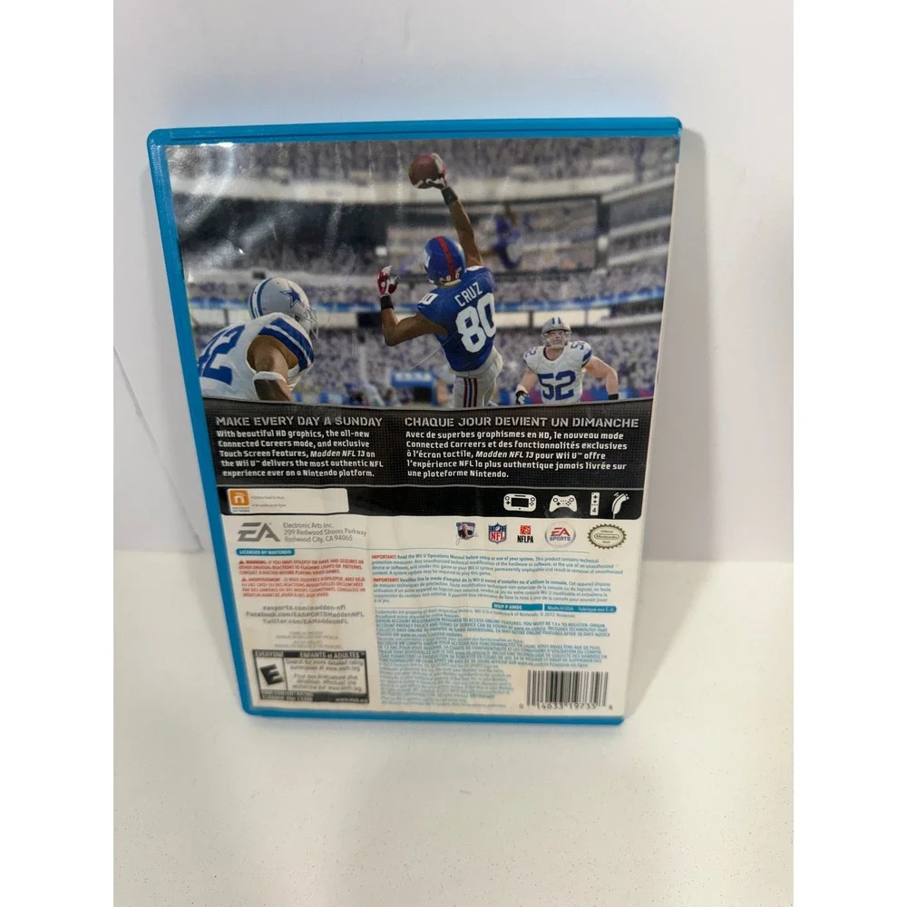 Madden NFL 13 Nintendo Wii U EA Sports Football Game Complete with Manual